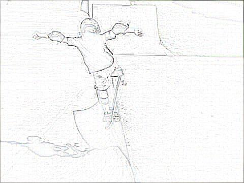 a picture of a boy skating, filtered